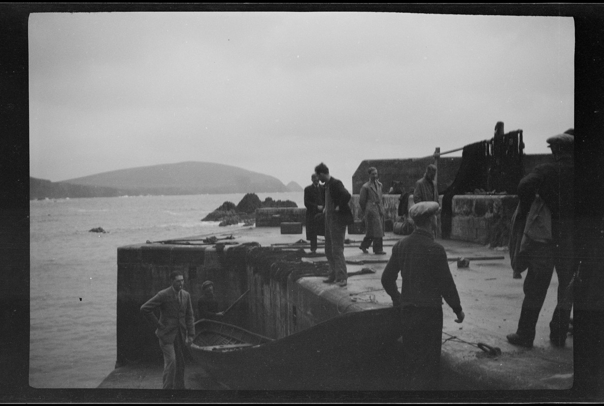 Dingle, Co. Kerry. The "Big Blasket" in the distance. The men from the Blasket Islands have just come ashore