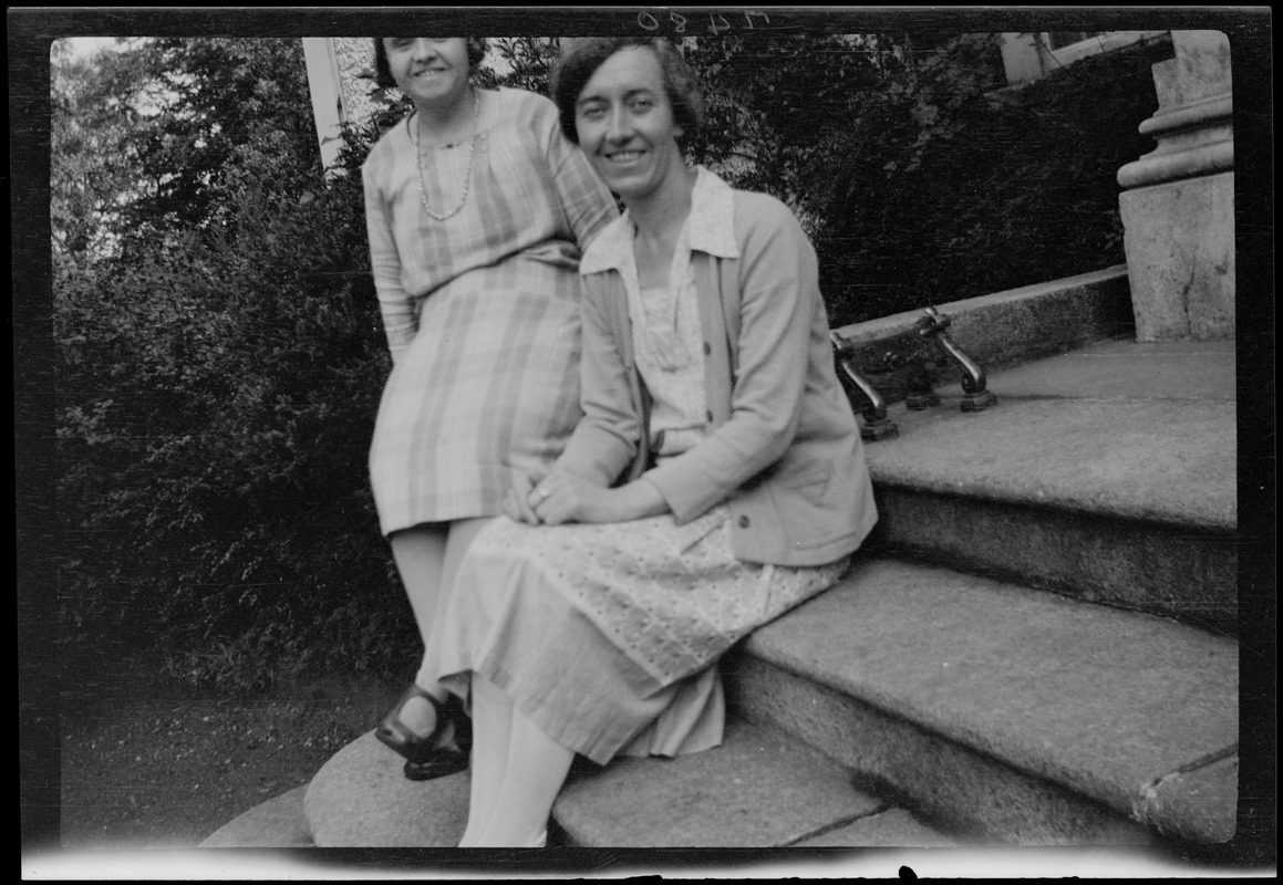 Gracie and Kitty (MacCormack) on the steps of Dun Emer