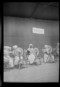 Yarn spinning exhibition, possibly at Dublin Horse Show