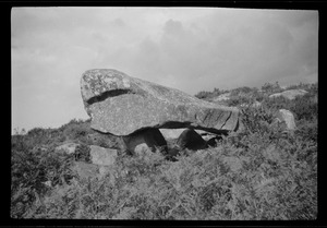 Cromlech at Kilternan, Co. Dublin. The covering stone measures 23'-6" x 17" and rests on six supporters
