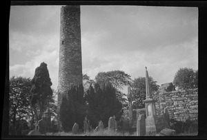 In the churchyard at Monasterboice, part of the round tower