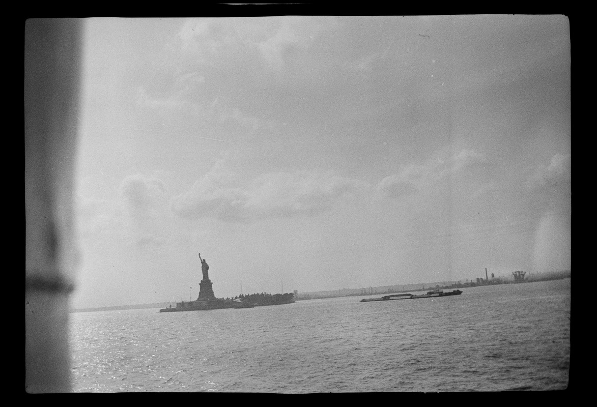 Statue of Liberty, New York Harbor, snap taken from the S. S. American Trader, U. S. Lines