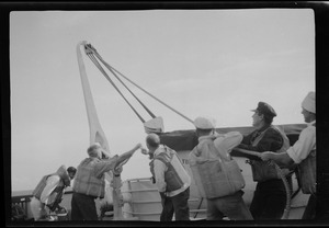 Fire drill on the S. S. American Merchant