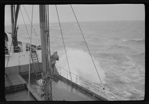 Rough sea after a night of severe storm, S. S. American Trader on U. S. Lines to London