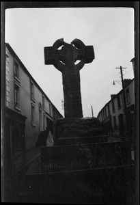 Kells, Ireland, old cross in the main street (a very rainy day)