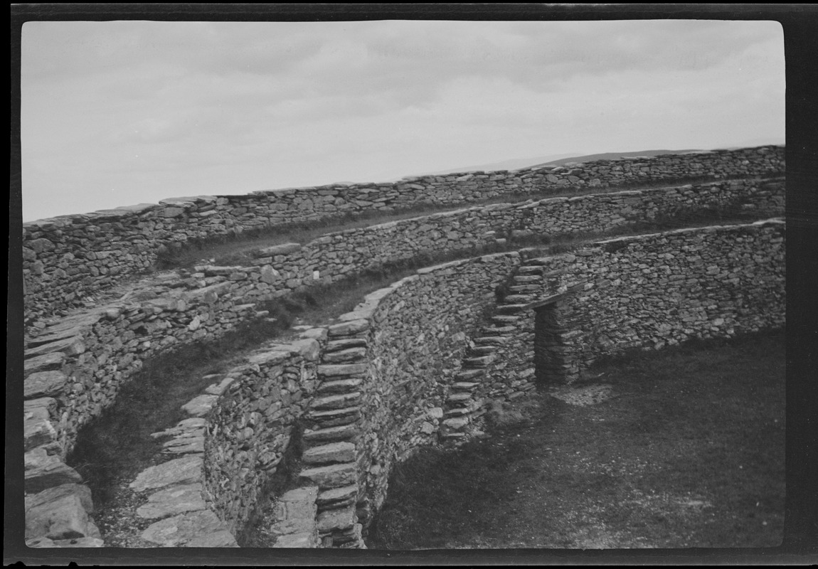 The Grianan of Aileach, Londonderry, Ireland, looking down into the interior showing the entrance