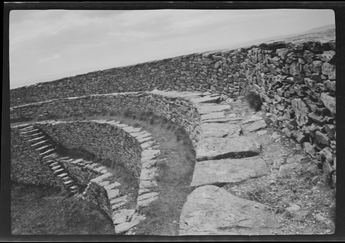 The Grianan of Aileach, 7 miles from Derry, Ireland. View from the top of the walls looking down into the interiors