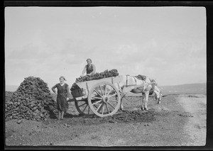 On the drive from Gortahork, Miss B. Doogan, Meenaclady, Meenlarya [i.e. Meenlaragh], Co. Donegal, carting turf