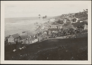 Bathsheba, Barbados, "Fisherman's Beach," where the "flying-fish" fleet comes in, native houses (colored) in the foreground