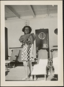 Miss Alma Grabo on the S. S. Lady Drake (fire drill)
