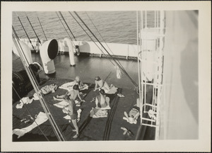 Sun bath after the swimming pool, S. S. Lady Drake, returning from Barbados