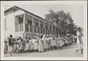 Montserrat, B. W. I., natives on the wharf awaiting the tourists