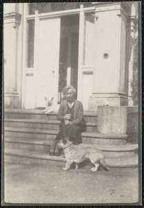 Gracie and her new dog "Yo Yo," Biddy's daughter, in front of Dun Emer