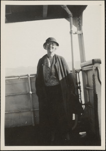 Miss Virginia Bardwell on the American Trader the Sunday she landed at Plymouth, July 22nd