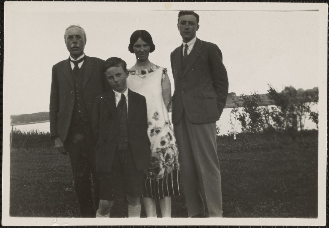 Mr. and Mrs. O'Gorman and the boys in their garden, Galway, Ireland