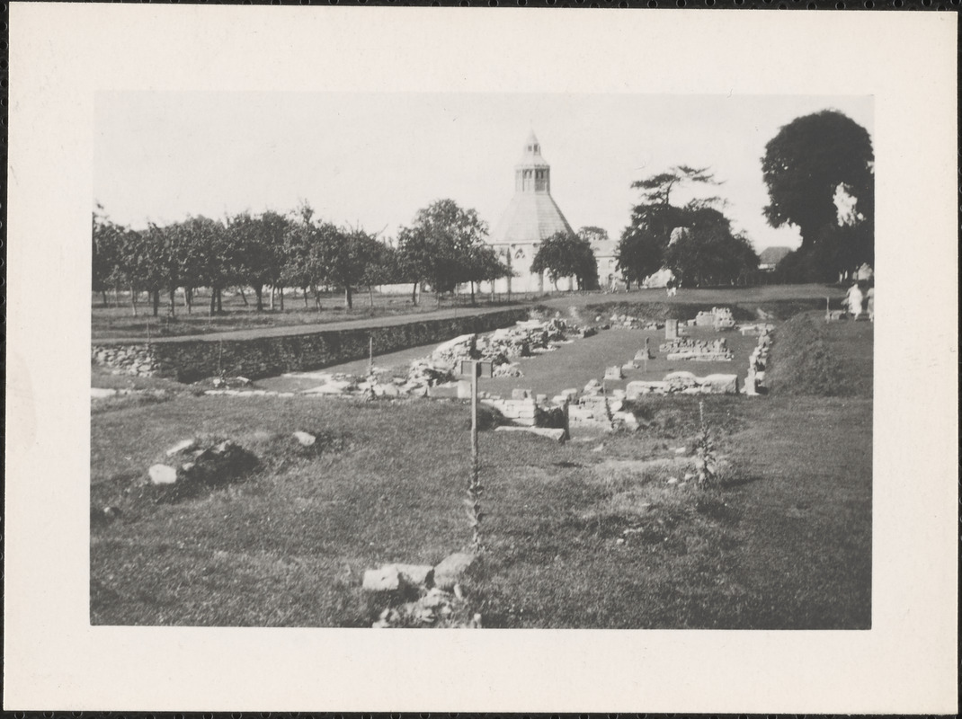 Glastonbury, England, excavation showing the site of one of the chapels of the old cathedral