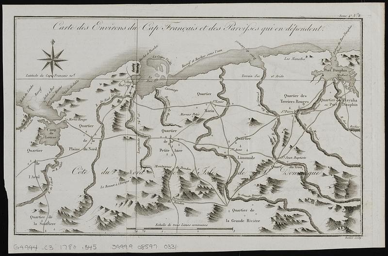 Carte des environs du Cap Français et des paroisses qui en dépendent