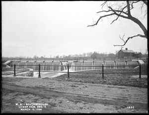 Wachusett Aqueduct, Lower Dam, Open Channel, Section 11, from the northeast, on east side of Sawin's Mills road, near northwest corner of stone house, Southborough, Mass., Mar. 16, 1898