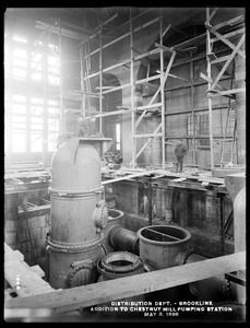 Distribution Department, Chestnut Hill High Service Pumping Station, interior of addition, from the southwest corner, Brighton, Mass., May 3, 1898