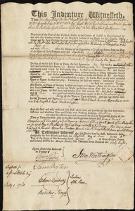 William Delahunt indentured to apprentice with John Worthington of Springfield, 30 June 1768
