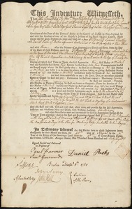 Samuel Hartley indentured to apprentice with Daniel Parks of Boston, 25 November 1768