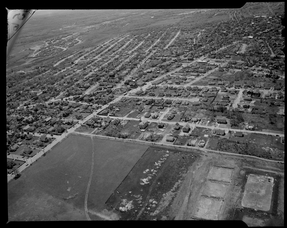 On the 1st anniversary of the Worcester Tornado, a view of the area damaged by the storm