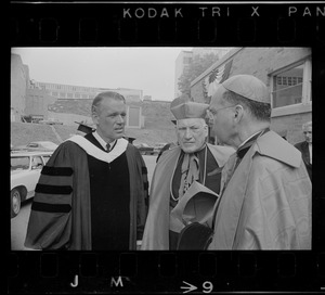 Gov. Francis W. Sargent, Richard Cardinal Cushing, and Terence Cardinal Cooke at Boston College commencement exercises
