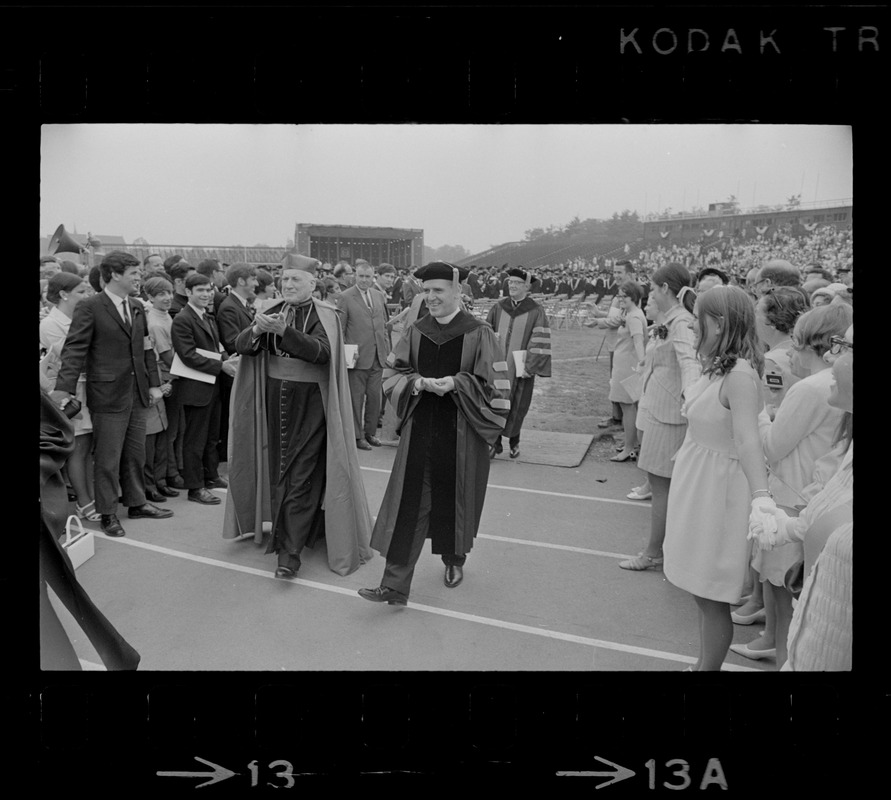 Richard Cardinal Cushing And W Joyce Seavey At Boston College Commencement Exercises Digital 