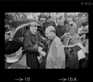 Richard Cardinal Cushing and Terence Cardinal Cooke at Boston College commencement exercises
