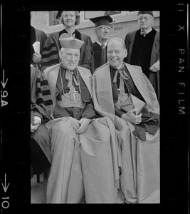 Richard Cardinal Cushing and Terence Cardinal Cooke at Boston College commencement exercises