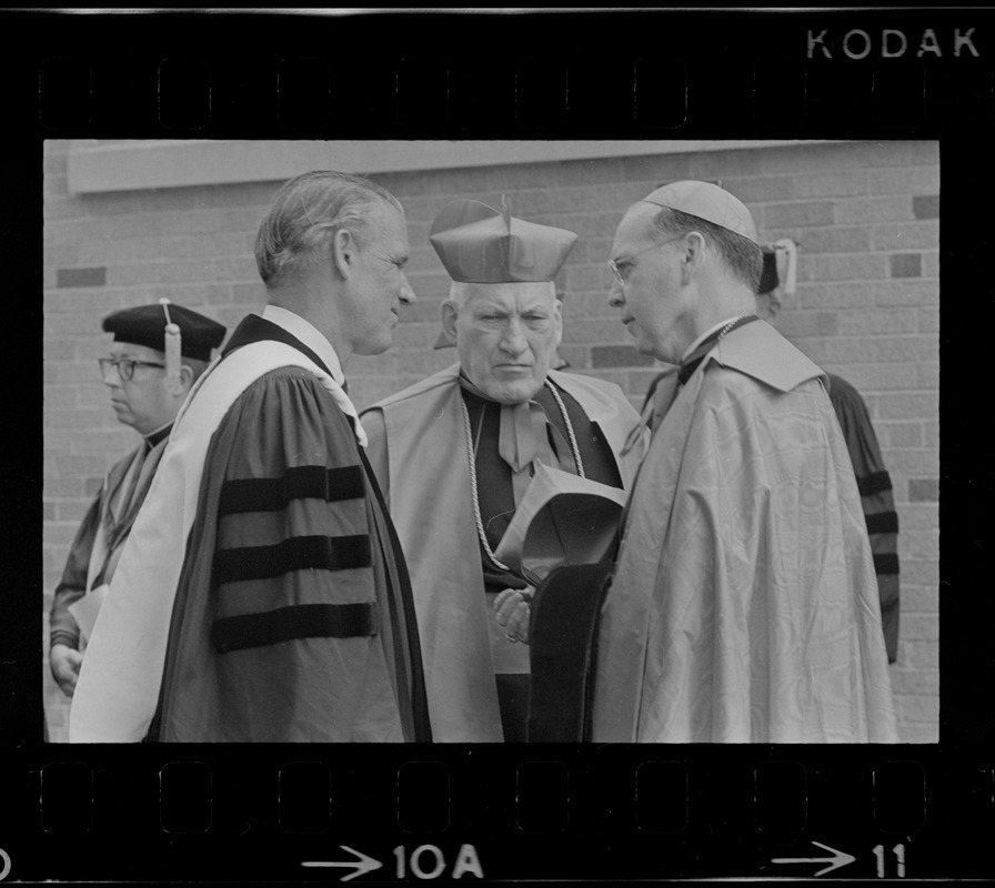 Gov. Francis W. Sargent, Richard Cardinal Cushing, Terence Cardinal Cooke and at Boston College commencement exercises
