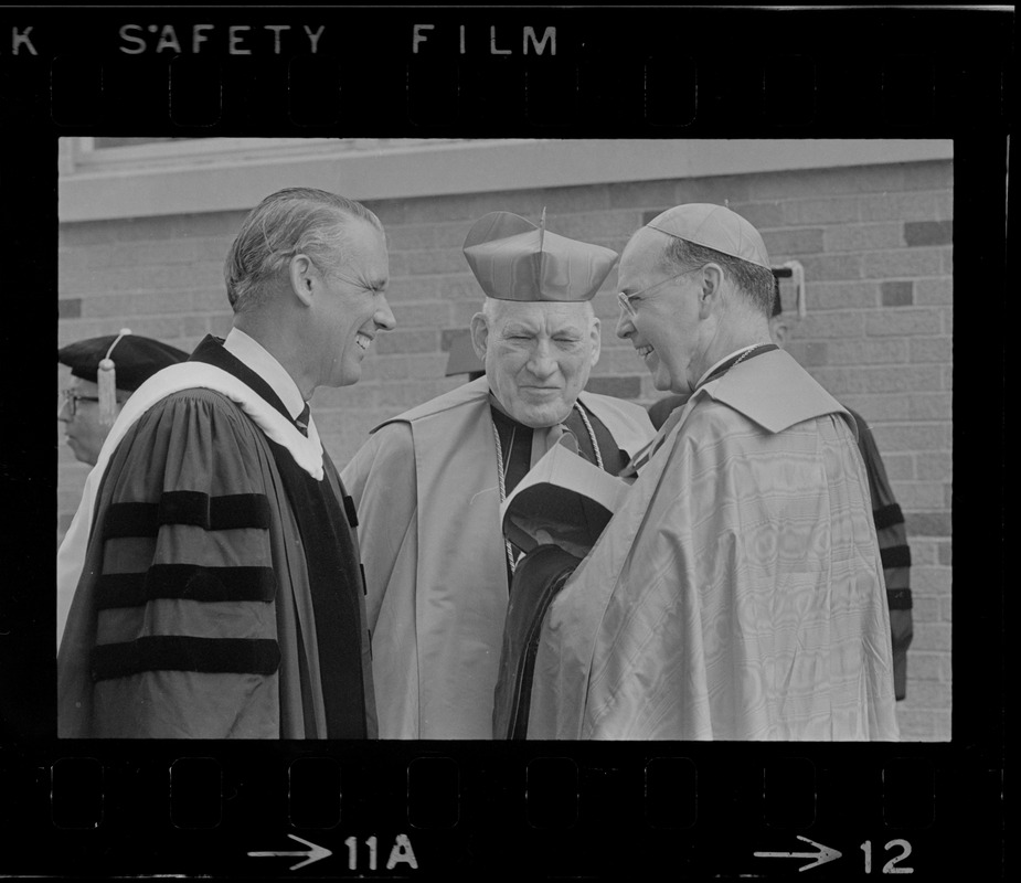 Gov. Francis W. Sargent, Richard Cardinal Cushing, Terence Cardinal Cooke and at Boston College commencement exercises