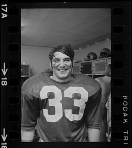 Boston College halfback Fred Willis in locker room after win against Holy Cross