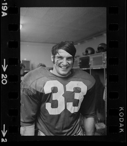 Boston College halfback Fred Willis in locker room after win against Holy Cross