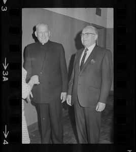 Richard Cardinal Cushing and Stanley Blinstrub at Blinstrub's Village benefit show, Boston Garden