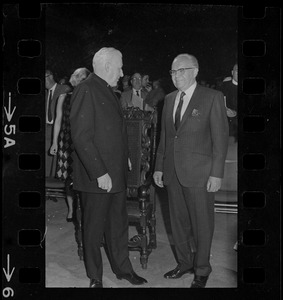 Richard Cardinal Cushing and Stanley Blinstrub at Blinstrub's Village benefit show, Boston Garden