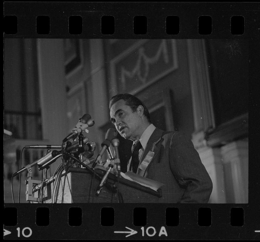 George Wallace speaking at campaign rally at Faneuil Hall