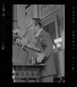 George Wallace speaking at campaign rally at Faneuil Hall