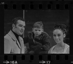 Boston Bruin Ken Hodge, Ken Hodge Jr., and Peggy Fleming at Boston Garden