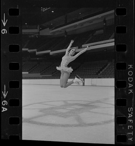 Peggy Fleming, famous skater, works out at the Garden