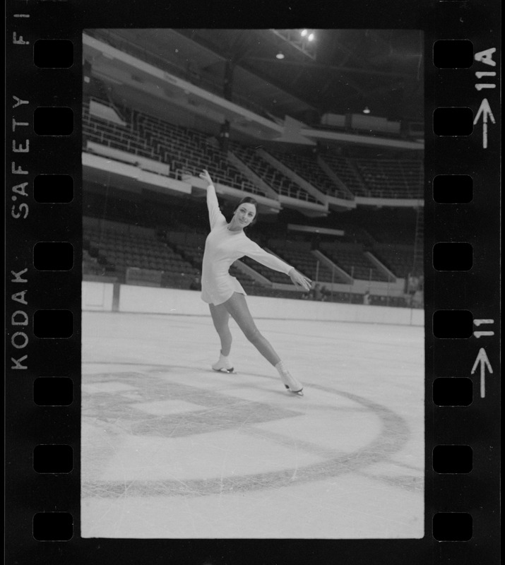 Peggy Fleming, famous skater, works out at the Garden