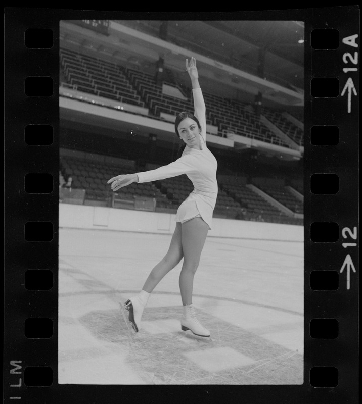 Peggy Fleming, famous skater, works out at the Garden