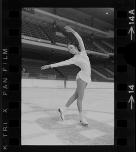 Peggy Fleming, famous skater, works out at the Garden