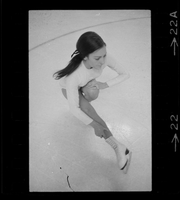 Peggy Fleming, famous skater, works out at the Garden