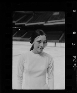 Peggy Fleming, famous skater, works out at the Garden