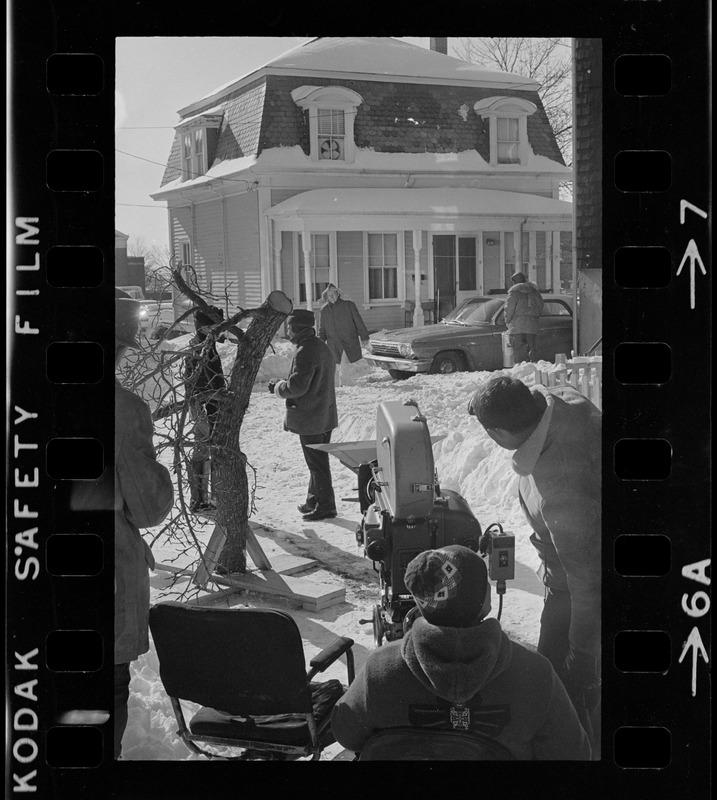 A movie camera zeros in on Albert DeSalvo's former home in Malden during filming of the movie "The Boston Strangler"