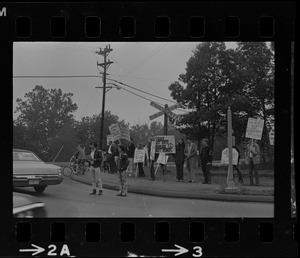 Protest outside of U.S. Army Natick Laboratories during visit by Gen. William Westmoreland