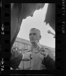 Army Chief of Staff Gen. William C. Westmoreland being interviewed at the Natick U. S. Laboratories