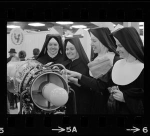 Nuns examining machinery at Winterfest