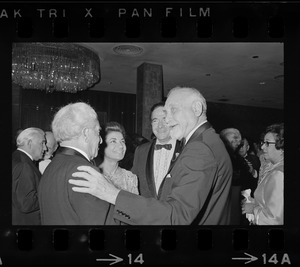 Iranian Princess Ashraf Pahlavi, Dr. Morris Abram, and Rene Cassin at Brandeis University commencement banquet